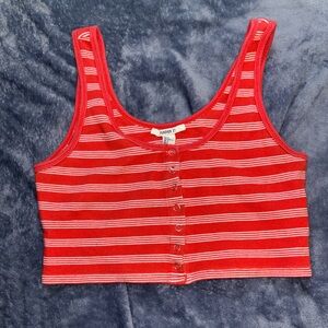 red and white striped tank top